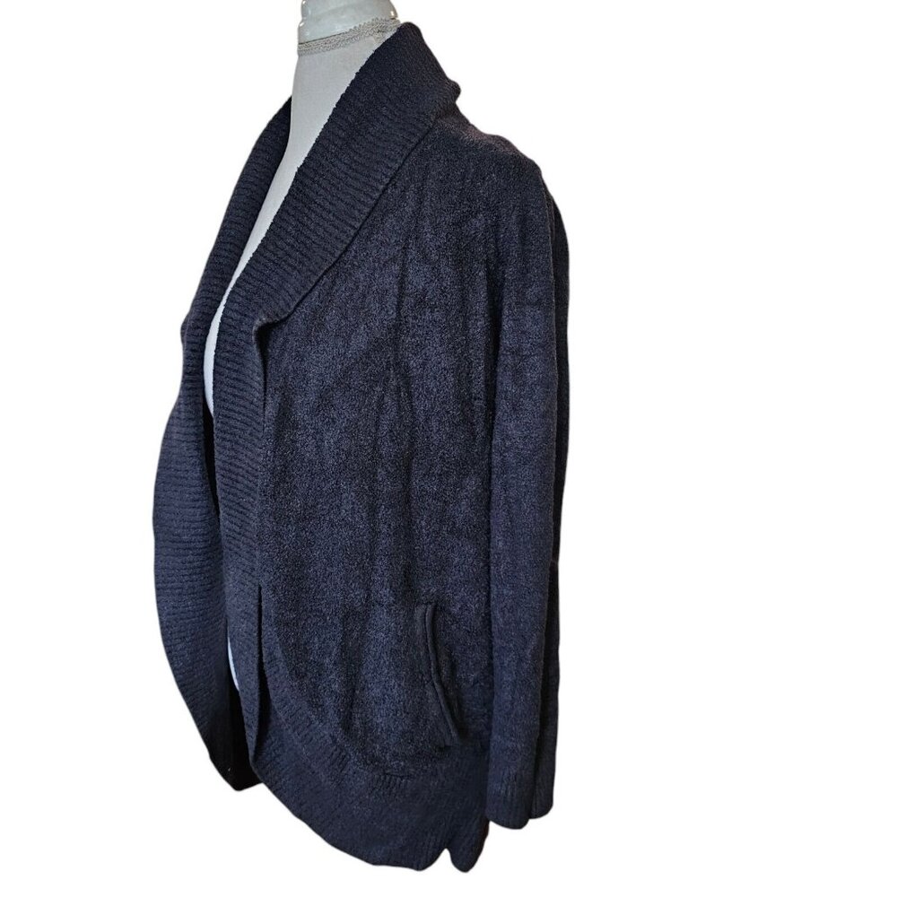 Barefoot Dreams CozyChic Lite Circle Cardigan Cacoon Medium Black Sweater 452 - Picture 2 of 9